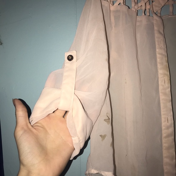 Semi sheer pink large button up by truth - Picture 2 of 8